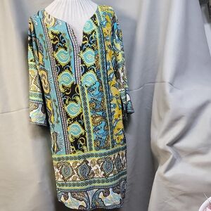 5th & Love Yellow and Blue Paisley Dress